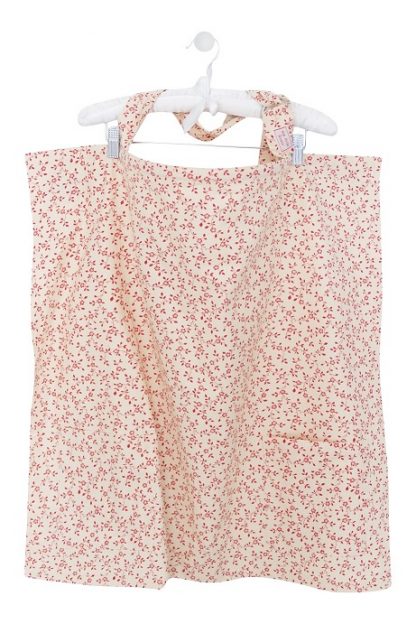 Breastfeeding cover up nursing apron -Beige red flowers - Hanger on white background