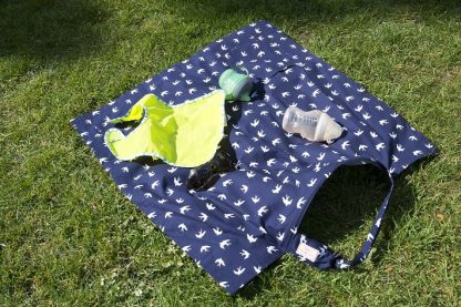 Breastfeeding cover up nursing apron scarf poncho shawl - navy swallows - picnic blanket